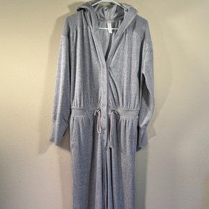 DAILY PRACTICE Anthropologie Gray Velour Hoodie Jumpsuit Size Large